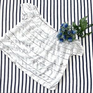 Cloth & Stone Off The Shoulder White Boho Print Cropped Top Small